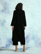 trueBrowns Black Velvet Lace Kurta | Grocsy