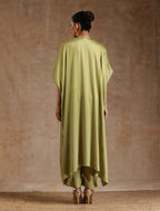 trueBrowns Light Green Modal Satin Kaftan Kurta Set | Grocsy