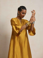 trueBrowns Gold Silk Kurta Set | Grocsy