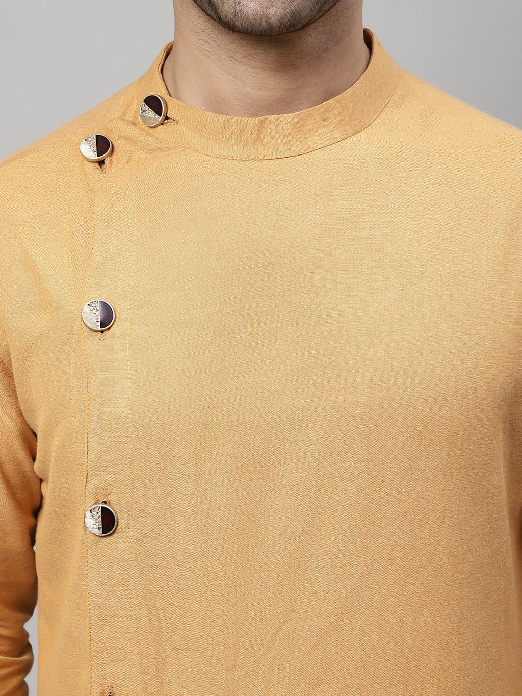 Even Apparels Mustard Sherwani Kurta With Asymetrical Cut | Grocsy