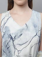 Jainish Women's Blue Printed A-Line Dresses | Grocsy