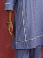 trueBrowns Sky BLue Cotton Kurta Co-ord set | Grocsy