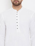 Even Apparels White Solid Kurta With Band Collar | Grocsy