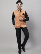 Even Apparels Men's Orange Nehru Jacket With Welt Pockets | Grocsy