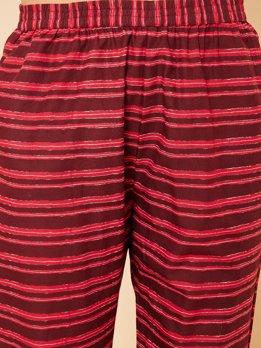 InWeave Women's Wine Ikkat Print Alia Cut Gota Work Kurta Set W Wine Leh Dup | Grocsy