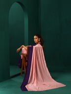trueBrowns Pink Purple Muslin Silk Ready to Wear Saree | Grocsy