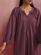 trueBrowns Light Purple Cotton Dobby Dress | Grocsy