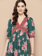 Ahalyaa Women Floral Printed Empire Ethnic Dress | Grocsy