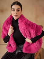 InWeave Women's Light Pink Long Faux Fur Cape | Grocsy