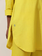 trueBrowns Lime Cotton Linen Kurta Co-Ord Set | Grocsy