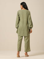 trueBrowns Sage Slub Textured Short Co-Ord Set | Grocsy
