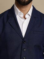 Even Apparels Men's Blue Waistcoat with Notched Lapel | Grocsy