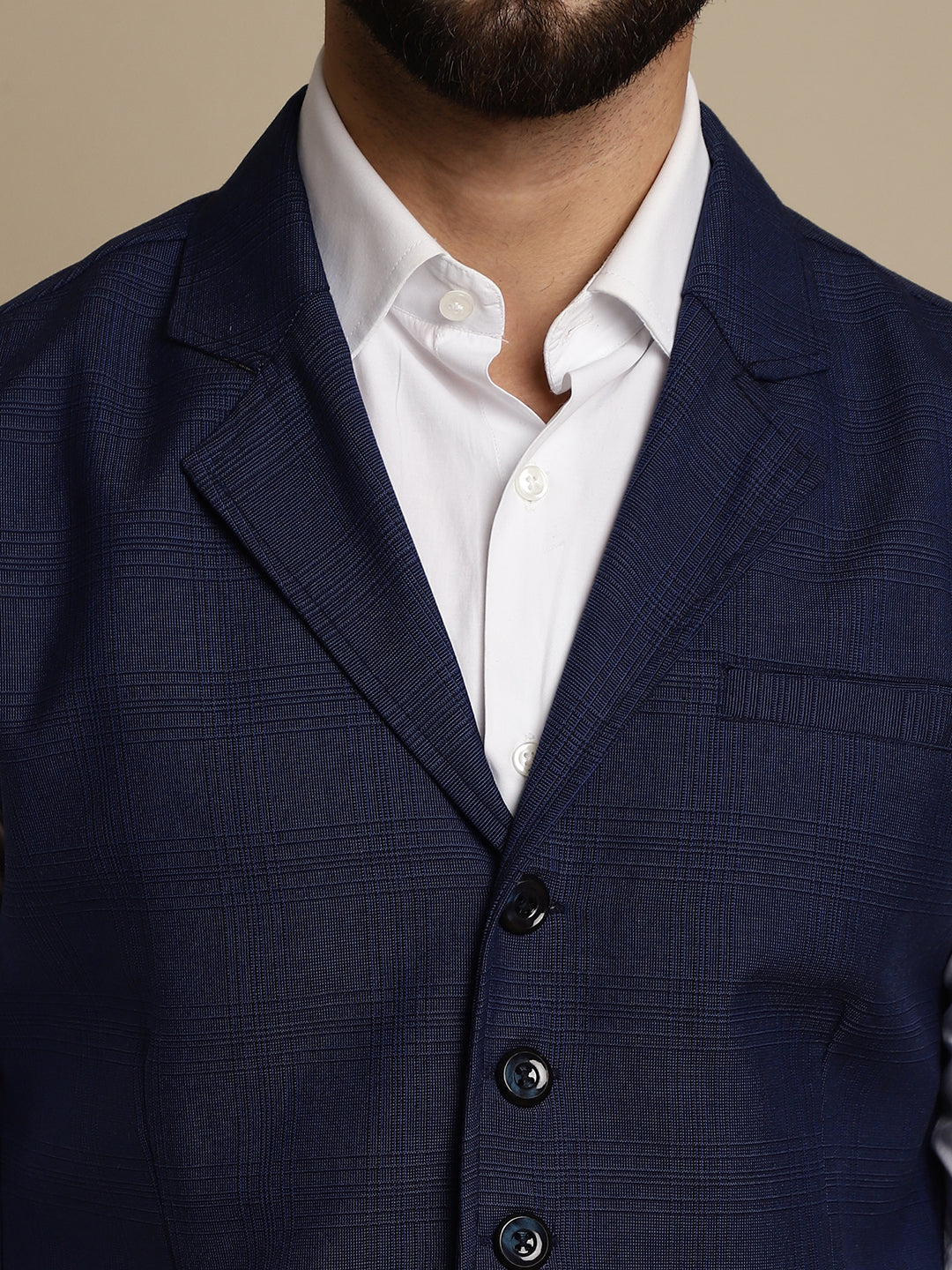 Even Apparels Men's Blue Waistcoat with Notched Lapel | Grocsy