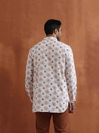 trueBrowns Men's Ivory Printed Short Kurta | Grocsy