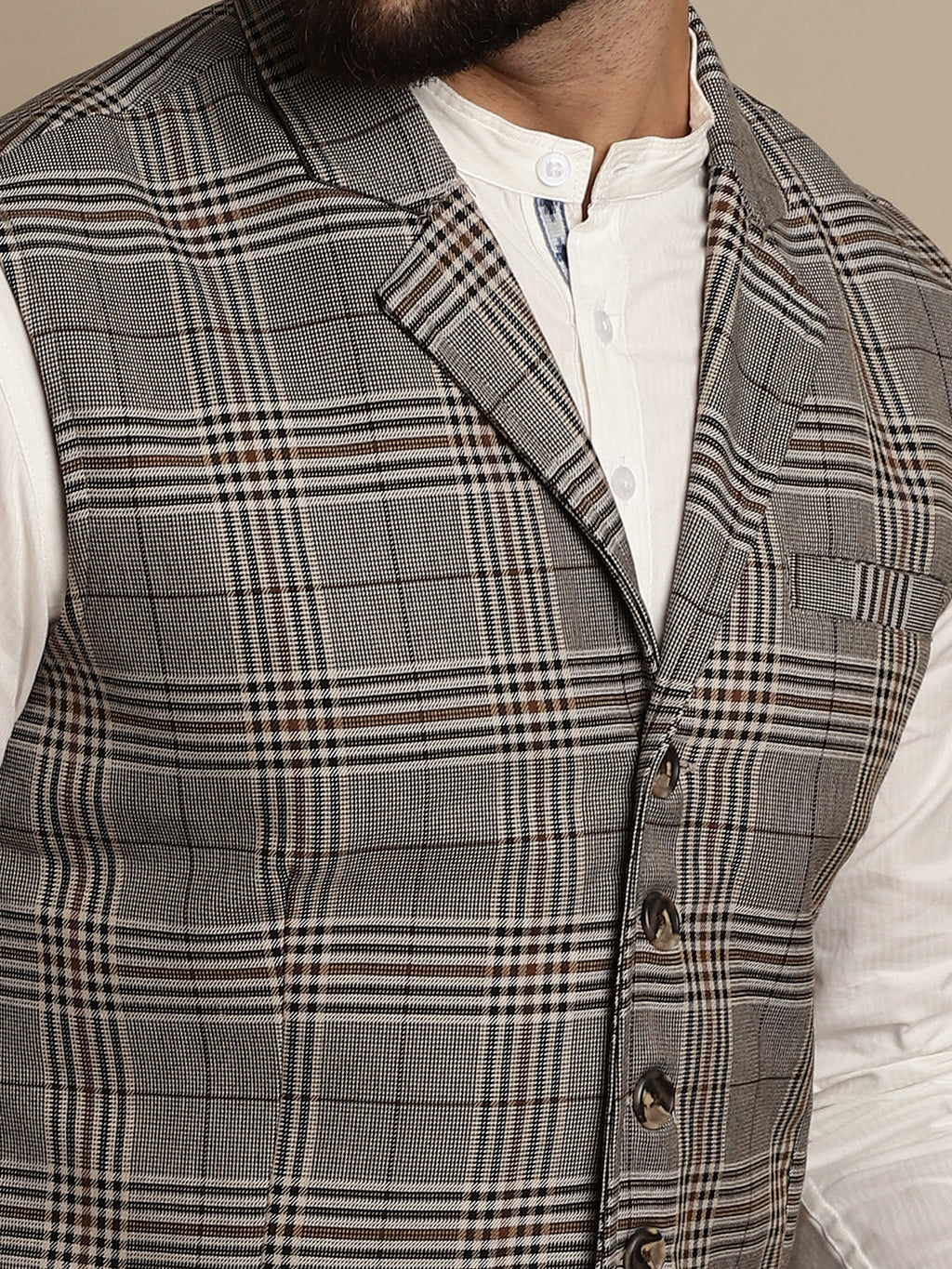 Even Apparels Men's Brown Waistcoat with Notched Lapel | Grocsy
