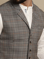 Even Apparels Men's Brown Waistcoat with Notched Lapel | Grocsy