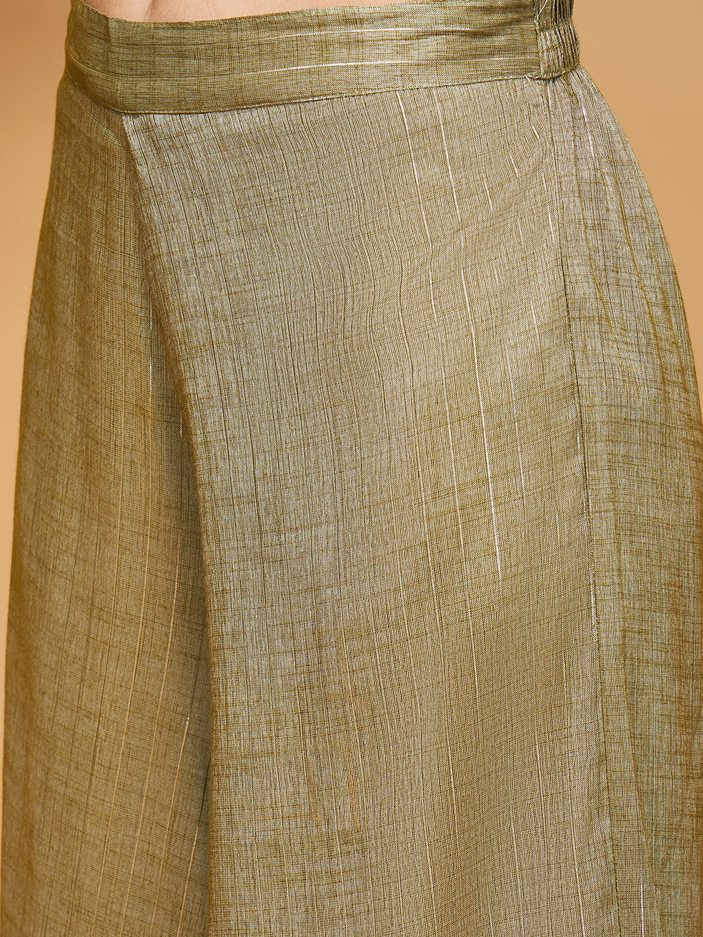 InWeave Women's Olive Lurex Short Pallazo Kurta Set | Grocsy