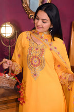 Teeya Creation Yellow Color Faux Georgette Silk Heavy Embroidery Work Fully Stitched Salwar Suit | Grocsy