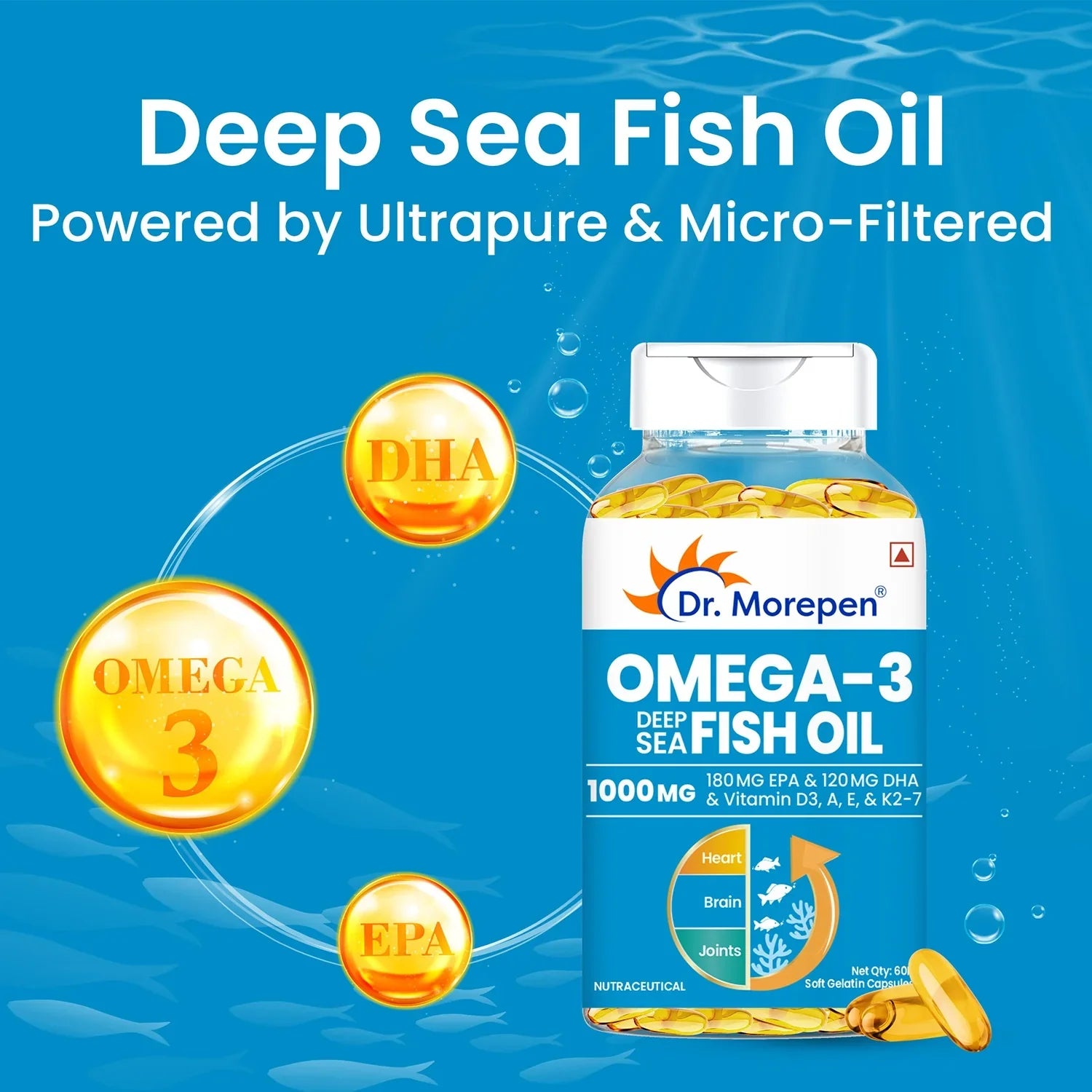 Dr Morpen Iron & Zinc + Omega-3 Deep Sea Fish Oil 1000Mg Combo | Grocsy