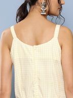 Ahalyaa Checked Waist Tie-Ups Basic Jumpsuit | Grocsy