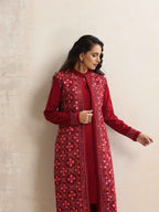 trueBrowns Maroon Kashmiri Woollen Jacket 3pc Set | Grocsy
