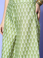 InWeave Women's Green Small Boota Print Strappy Set With Dupatta | Grocsy