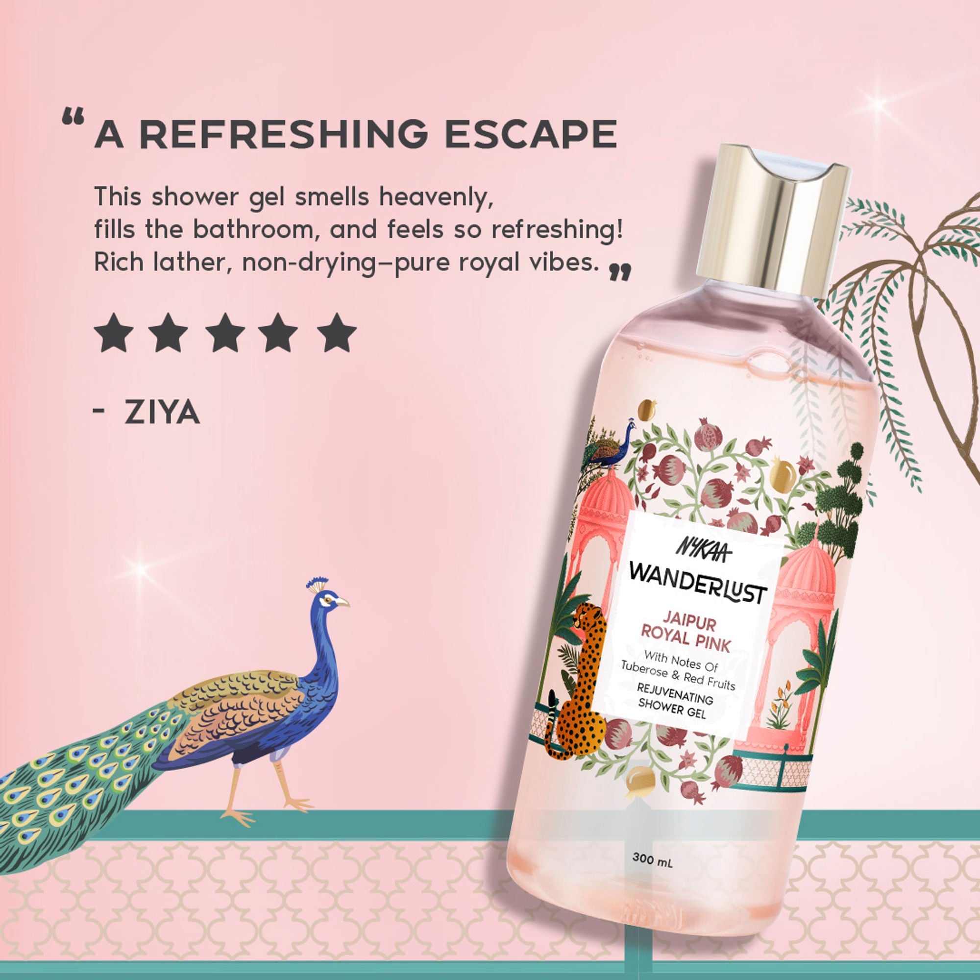 Wanderlust Shower Gels - Jaipur Royal Pink | Grocsy