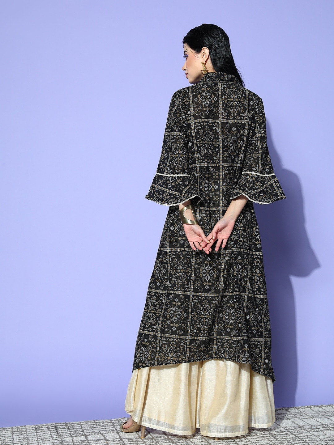 Sangria Women Black New Neckline Kurta | Grocsy