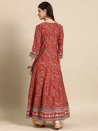 Sangria Women Floral Embroidered Mirror Work Anarkali Kurta | Grocsy