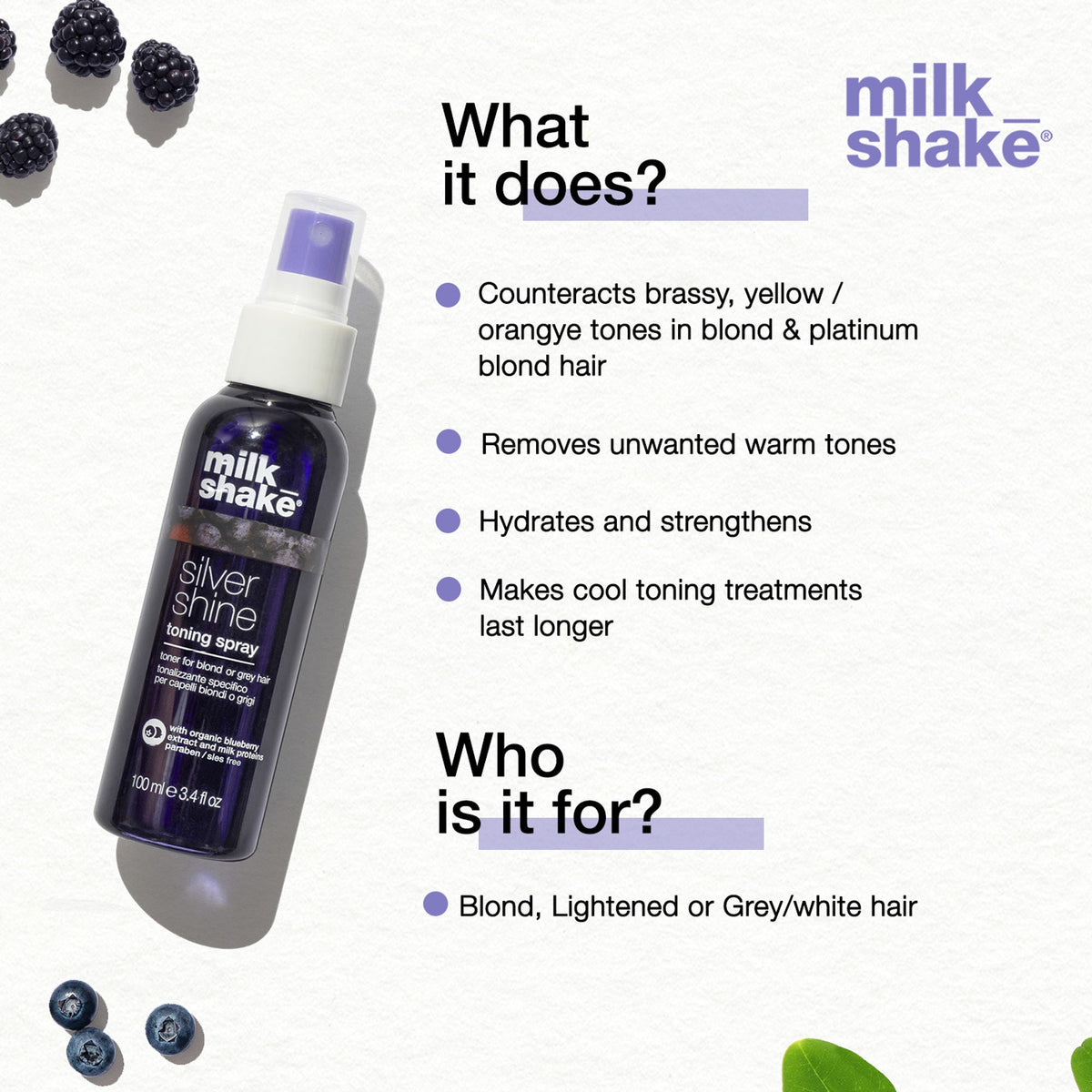 Milkshake Silver Shine Toning Spray, Leave-In Conditioner | Grocsy