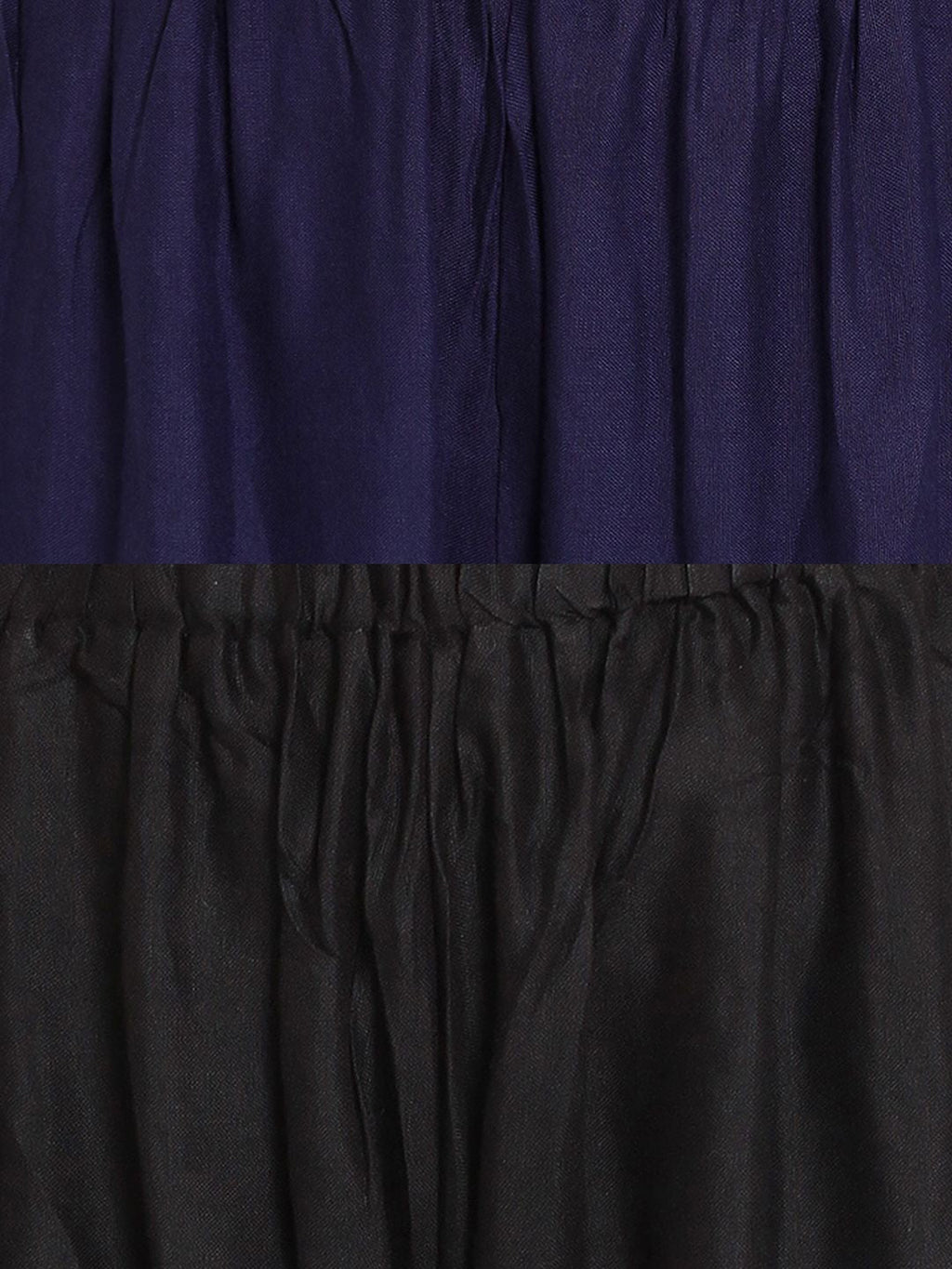 TAG 7 Women Pack Of 2 Black & Navy Blue Solid Flared Palazzos | Grocsy
