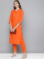HERE&NOW Women Regular Gotta Patti Pure Cotton Kurta with Trousers | Grocsy