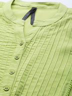 HERE&NOW Women Green Pintuck Yoke Design Straight Kurta | Grocsy
