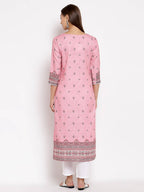 Myshka Women's Multi Pashmeena Printed 3/4 Sleeve Round Neck Casual Winter Kurta | Grocsy
