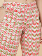 HERE&NOW Women Pink Floral Printed Kurta with Trousers | Grocsy