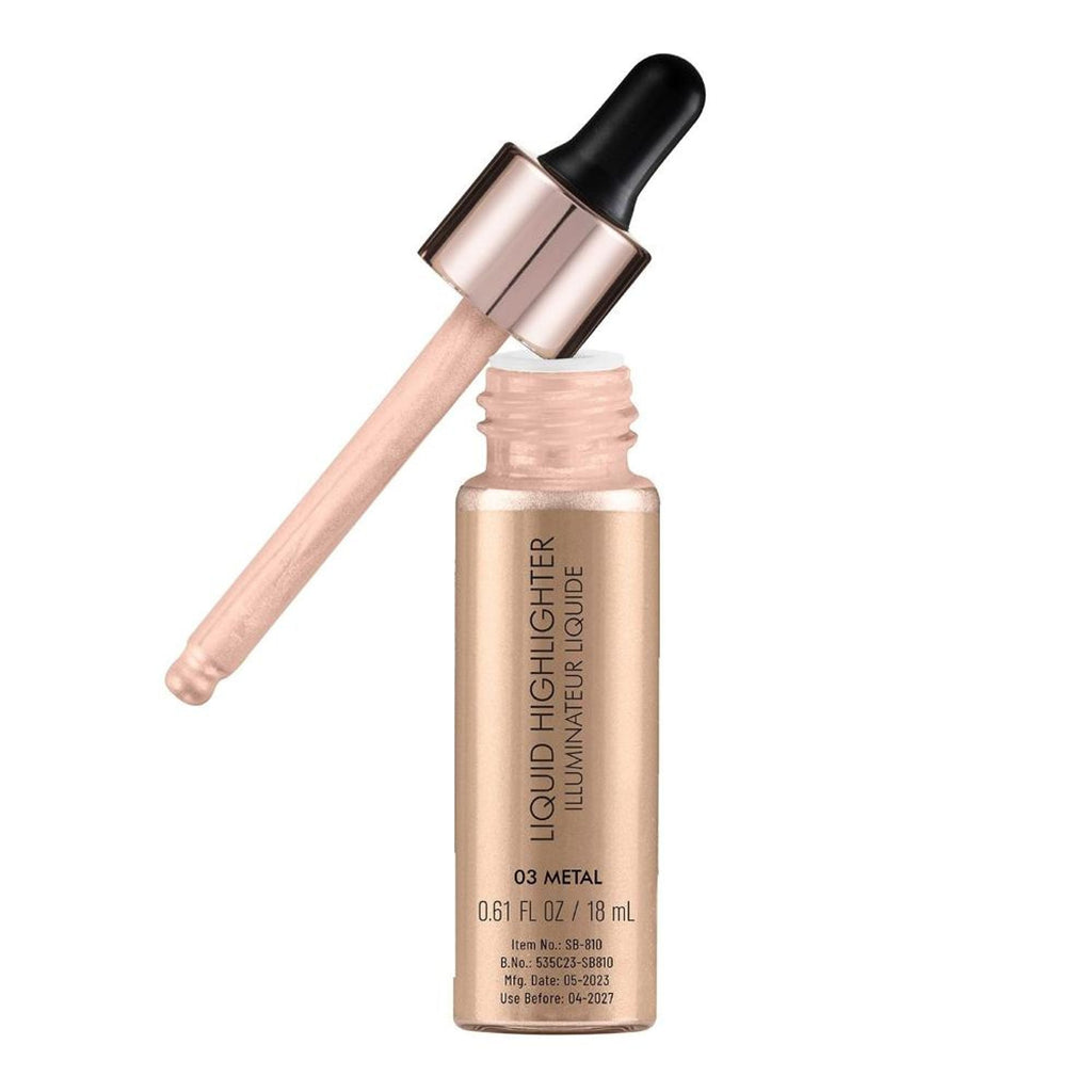 Swiss Beauty Drop and Glow Liquid Highlighter , Shimmer Shine , Dewy Finish - 03 Metal | Grocsy