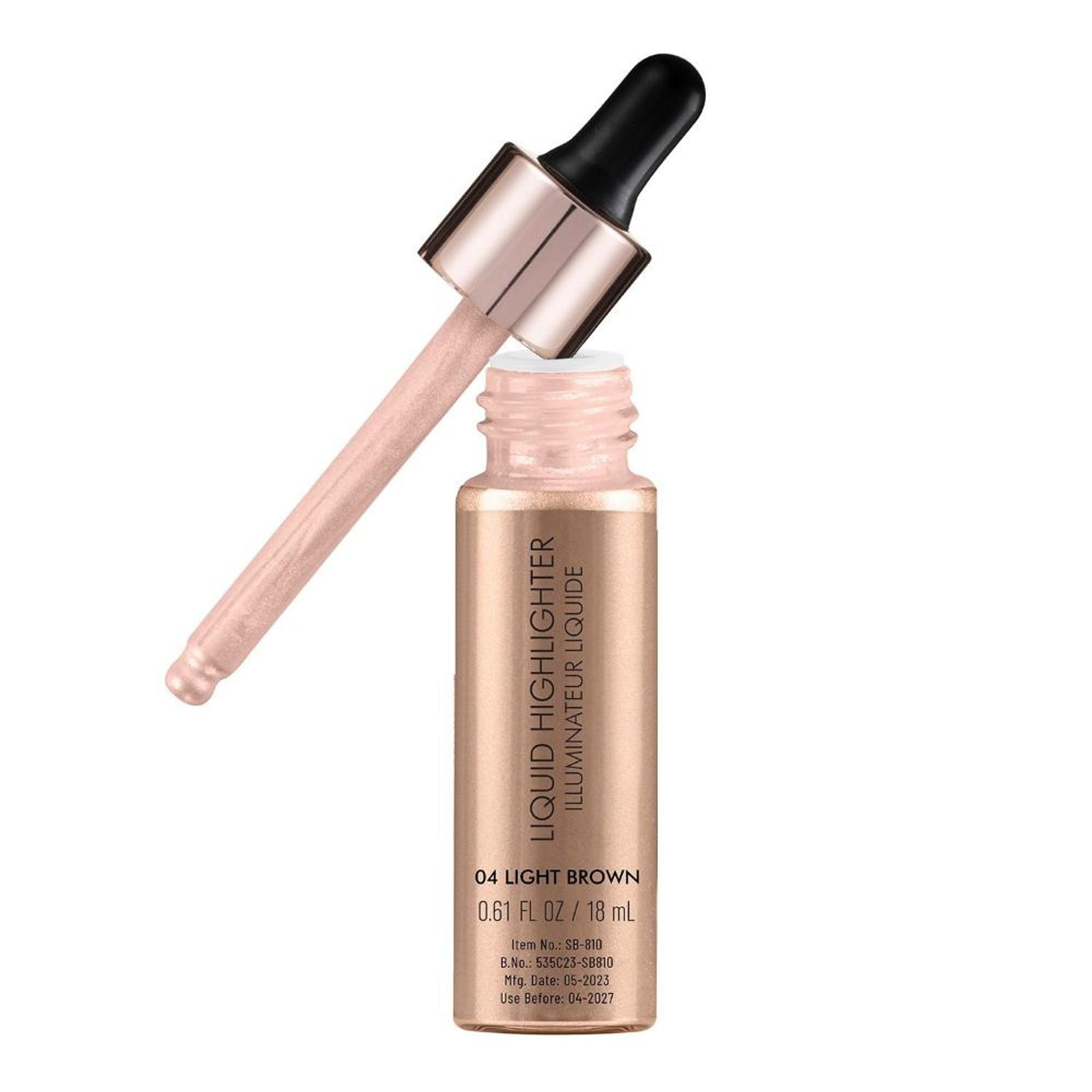 Swiss Beauty Drop and Glow Liquid Highlighter , Shimmer Shine , Dewy Finish - 04 Light Brown | Grocsy