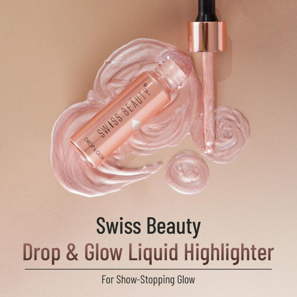 Swiss Beauty Drop and Glow Liquid Highlighter , Shimmer Shine , Dewy Finish - 04 Light Brown | Grocsy