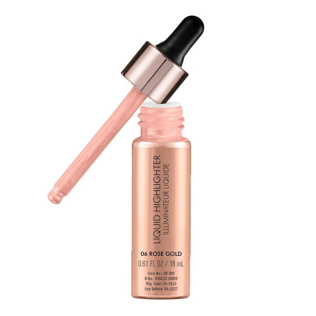 Swiss Beauty Drop and Glow Liquid Highlighter , Shimmer Shine , Dewy Finish - 06 Rose Gold | Grocsy