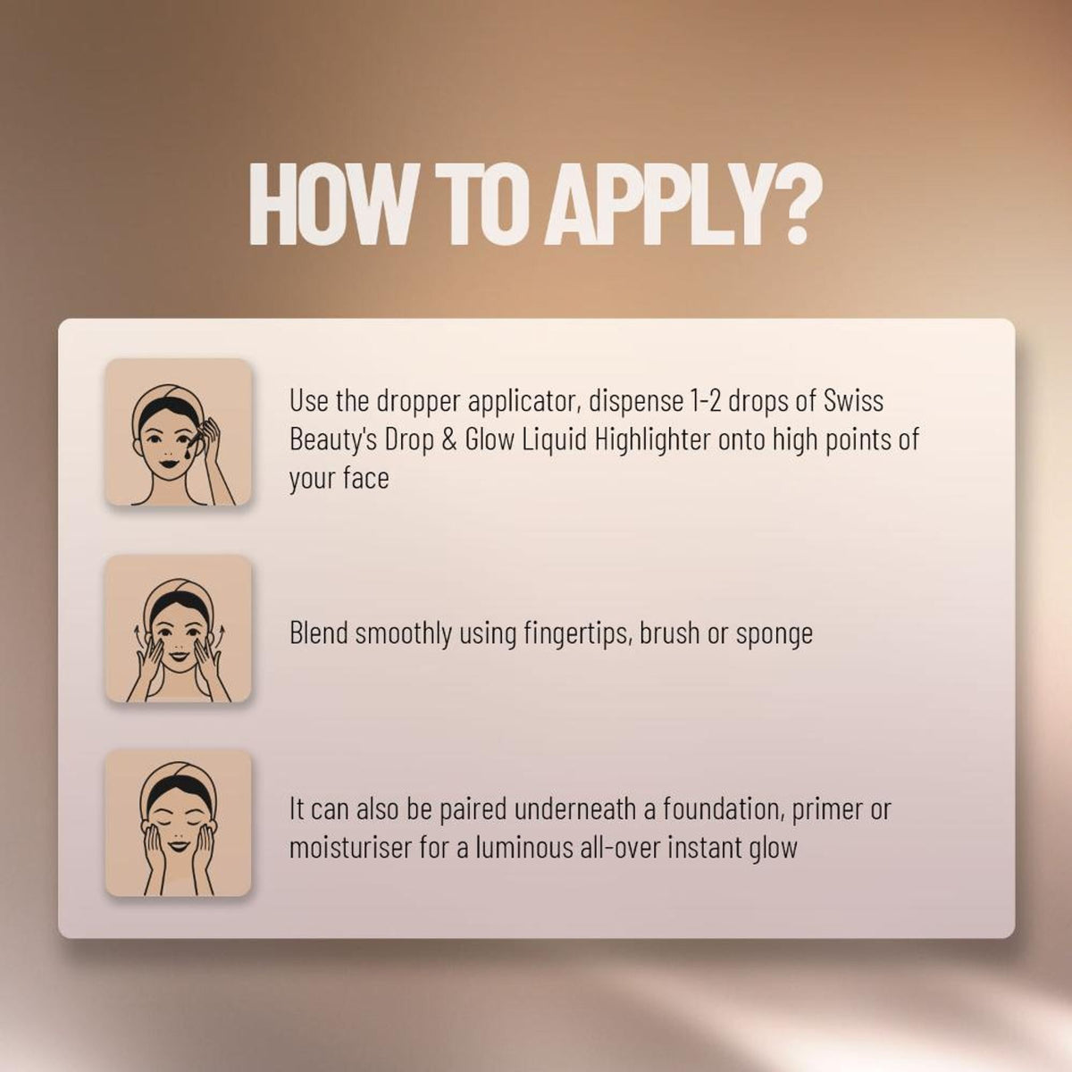 Swiss Beauty Drop and Glow Liquid Highlighter , Shimmer Shine , Dewy Finish - 06 Rose Gold | Grocsy