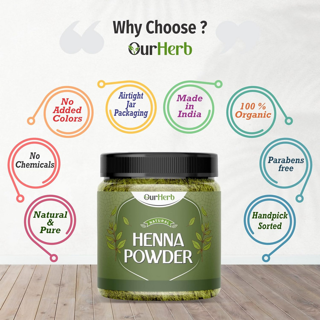 OurHerb Natural Henna Powder Enriched With Precious Herbals For Natural Hair Color | Grocsy