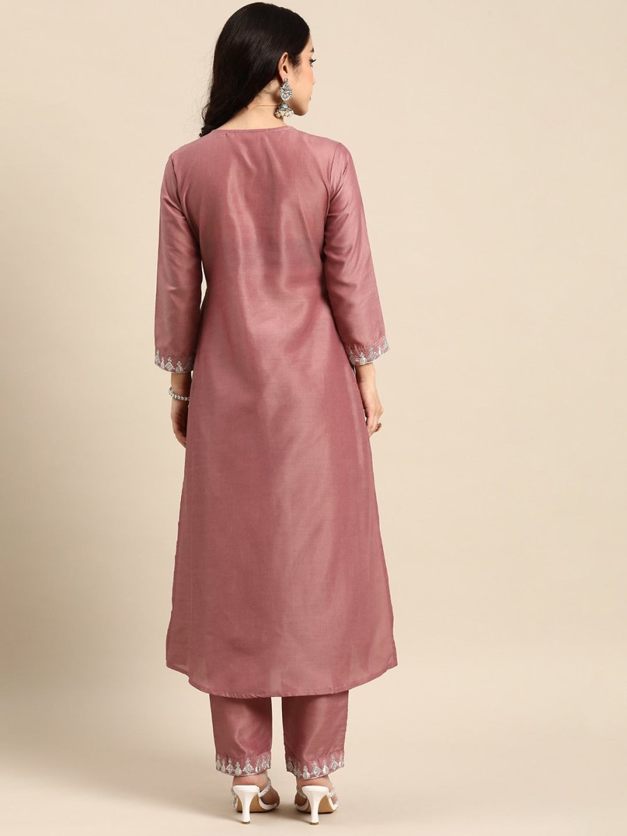 All About You Ethnic Motifs Embroidered Pleated Sequinned Kurta with Trousers | Grocsy