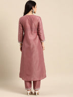 All About You Ethnic Motifs Embroidered Pleated Sequinned Kurta with Trousers | Grocsy