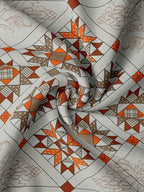 Spangle Red & Orange Ethnic Motifs 260 TC King Bedsheet with 2 Pillow Covers | Grocsy