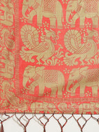 Saree Mall Black & Beige Art Silk Printed Bhagalpuri Saree | Grocsy