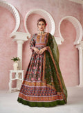 Everywhere Designer Mahendi Dola Silk Gown With Dupatta - Anbazaar | Grocsy