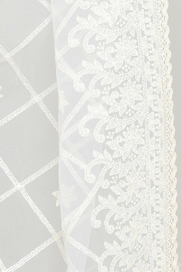 Joban Fashion White Cotton Embroidery Work Pakistani Karanchi Dupatta | Grocsy
