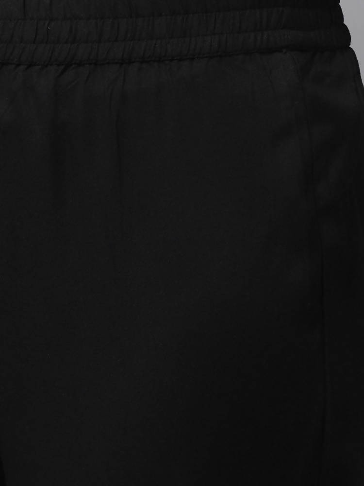 Yufta Women Black Ethnic Motifs Printed Paneled Kurta with Trouser | Grocsy