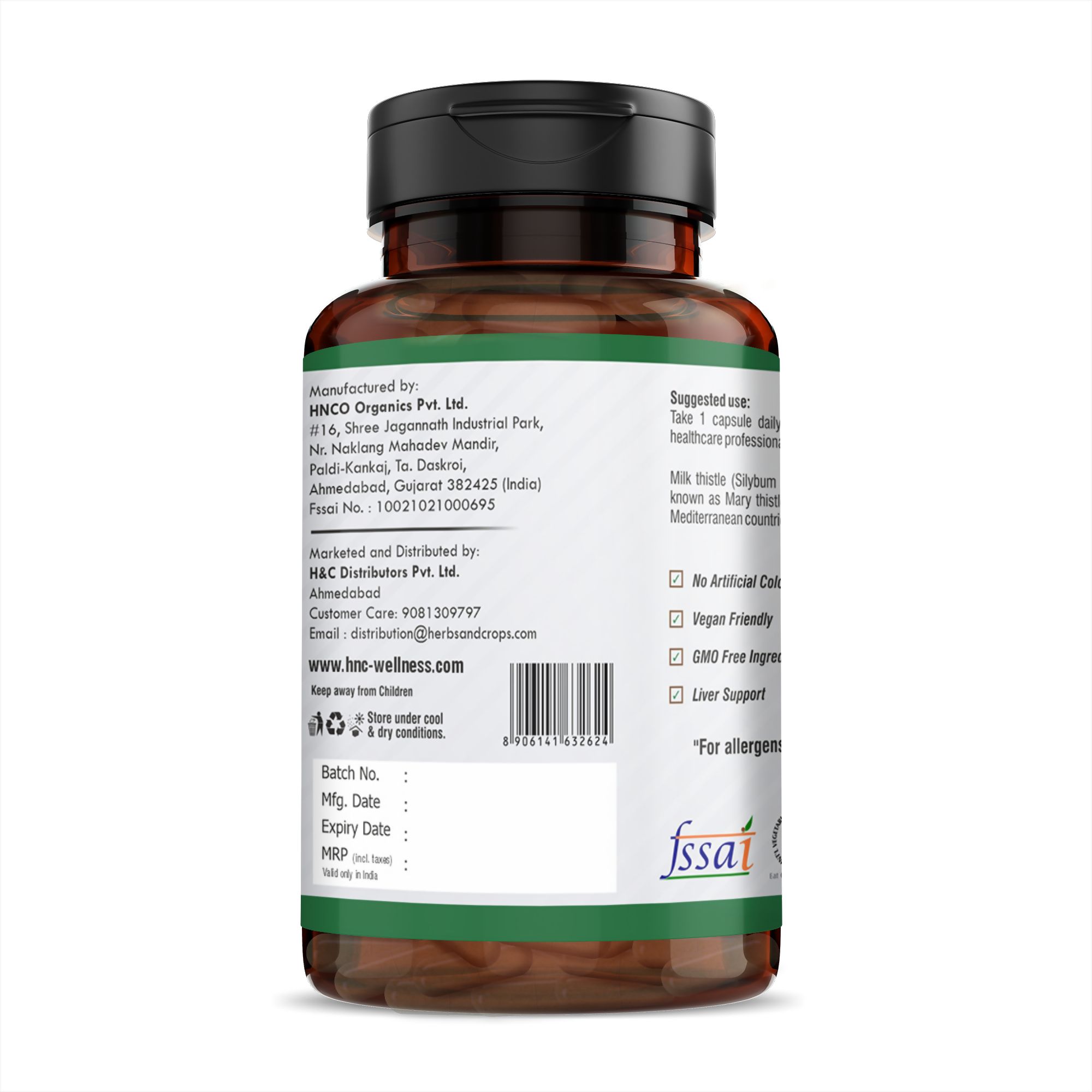H&C Herbal Milk Thistle Veg Capsules | Grocsy