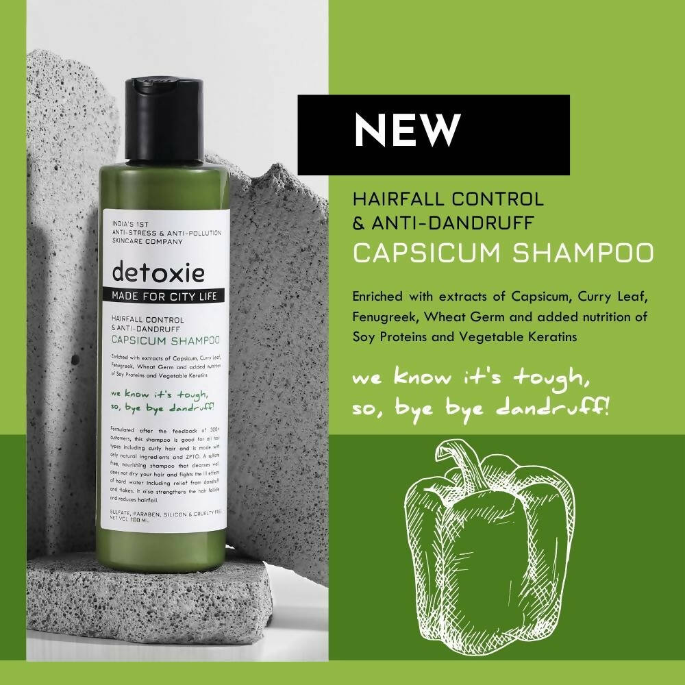 Detoxie Hairfall Control & Anti-Dandruff Capsicum Shampoo | Grocsy